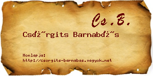 Csörgits Barnabás névjegykártya